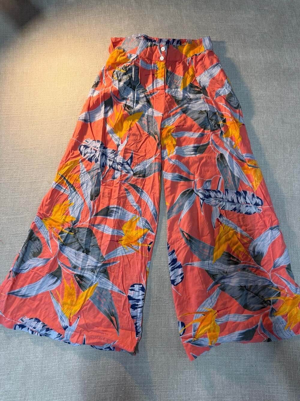Patrons of Peace Tropical Floral Print Wide Leg Pants Medium